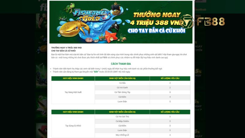 Cơ chế trả thưởng cực hời của game Bắn Cá FB88