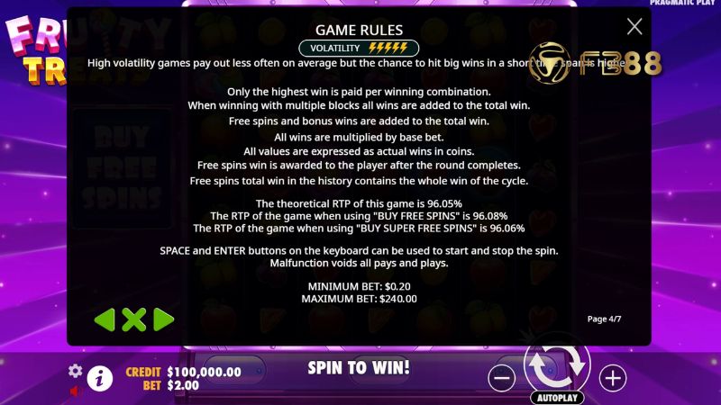 Hướng dẫn anh em cách ăn tiền trong game Fruity Treats FB88