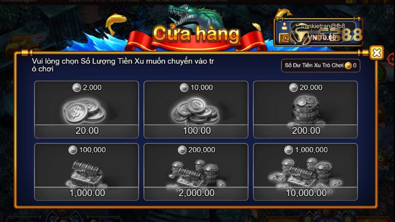 Cửa hành vật phầm phong phú tại Jili All Star Fishing FB88